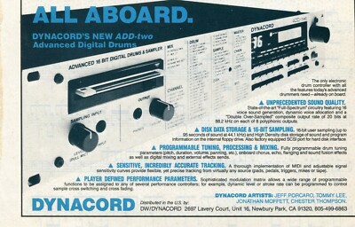 1989 small Print Ad Drum Workshop DW Dynacord ADD-two Electronic Drums & Sampler