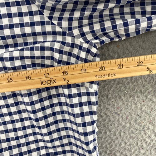 Top Talbots donna L Petite blu bianco occhiello gingham pizzo collo quadrato manica 3/4 - Foto 7 di 11