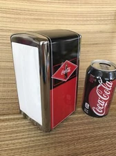 Coca Cola Coke Collectible Vintage Napkin Holder Dispenser Red Chrome Retro Full
