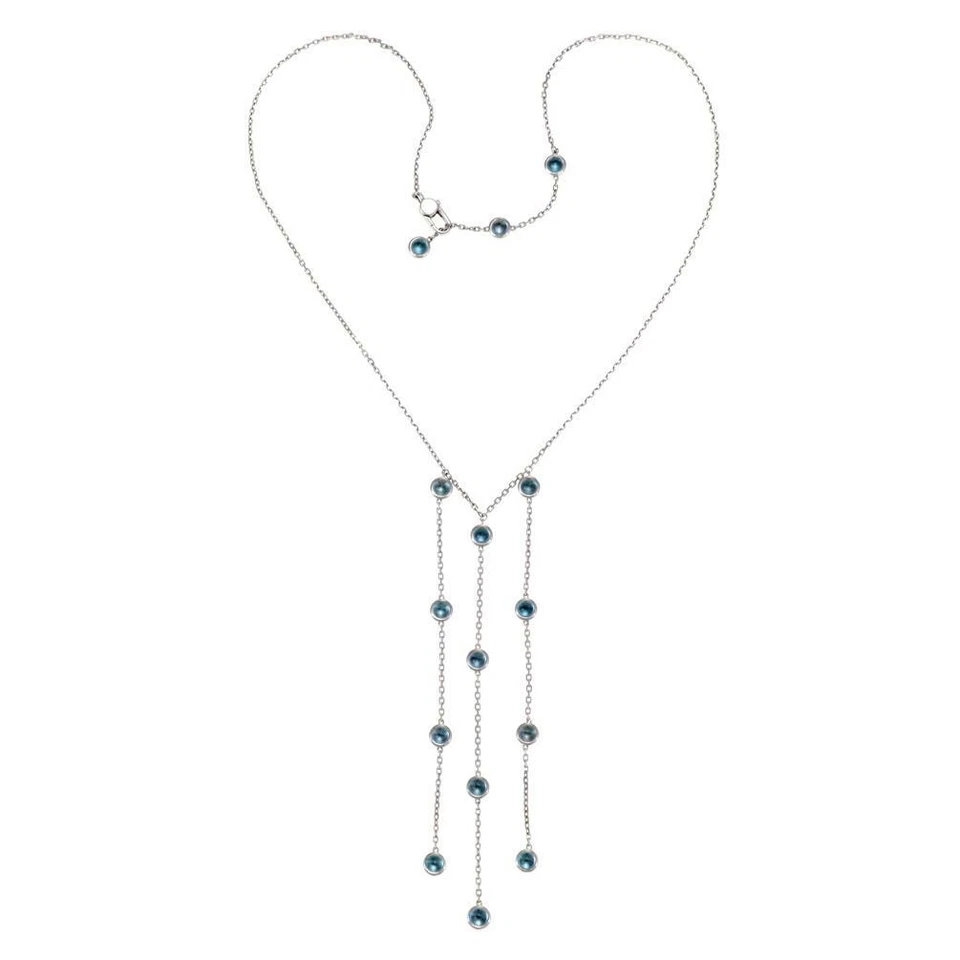 Collar Gucci Topacio Azul Triple Hilo Largo Colgante Oro Blanco 18k Foto 2 de 4