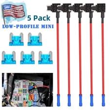 5x Add-A-Circuit Piggy Back Fuse Tap Low Profile Mini 15A Blade Fuse Holder Fuse