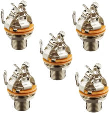 1/4 Inch Mono Output Jack - 5 Pack - Dual Tension Grounds for Low Noise
