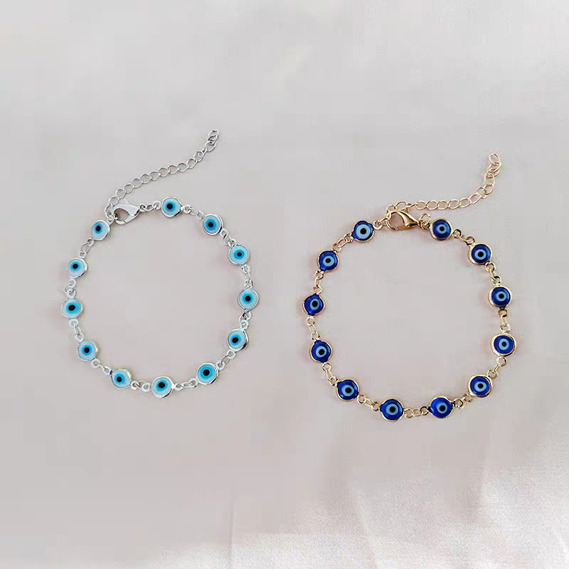 3Pcs Charm Evil eye bracelet Multi-color Turkish Eye Adjustable Tiny Anklet