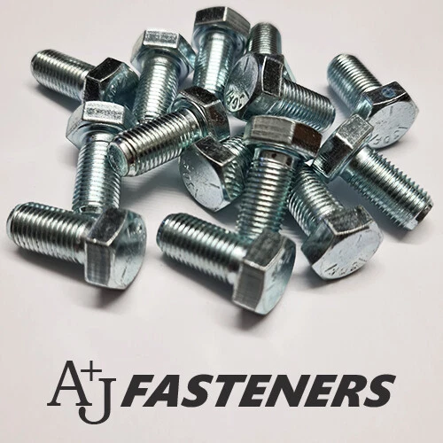 A & J FASTENERS UNF SET SCREWS FULLY THREADED HEXAGON BOLTS ZINC PLATED 1/4 5/16 3/8 7/16 1/2"