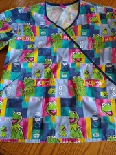 Disney Kermit Scrub Top Small  Go Green  EUC