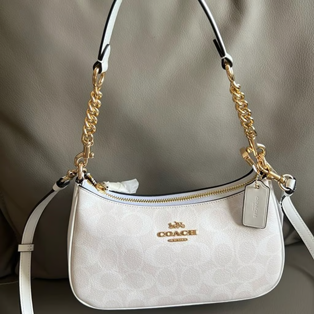 Coach CA548 Teri Shoulder Bag In Monogram Signature Canvas Classic Glacier White