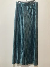 NWT House of Harlow 1960 Velvet Metallic Pants Size L Blue/teal Wide Leg Boho