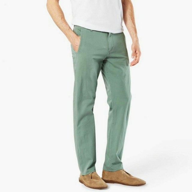DOCKERS Green Size 30x32 Slim Tapered Khakis Chinos Stretch Pants for