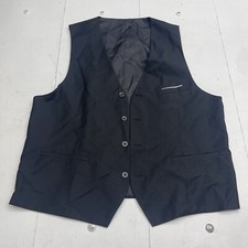 Mens Black 4 Enamel Button Faux Pocket Square Formal Vest Size 3XL