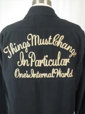 Jack Rose Men's Black Embroidered Searched Myself Cotton Zip Front Moto Jacket 5