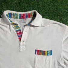 Vintage white multicolored collared coogi Australia white polo shirt
