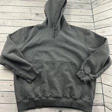 Vintage Nike Essential Check Pullover Hoodie Sweatshirt Men's Large Gray