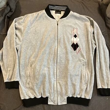 VINTAGE - Sean John - Gray Velour Full Zip Track Jacket - Embroidered - Men’s XL