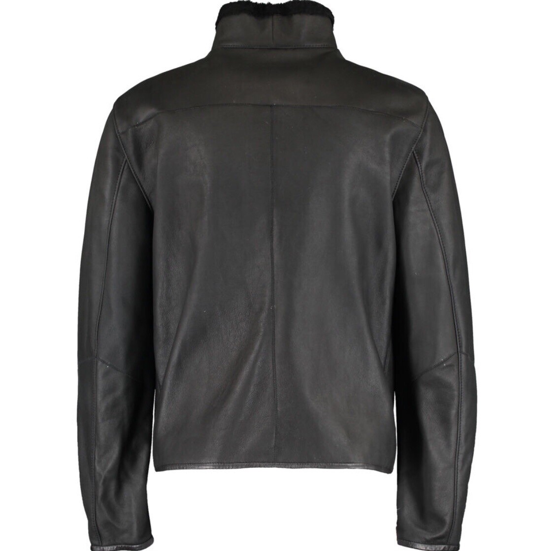 1,830 LATINI FINEST LEATHER Black Leather Real Shearling Jacket