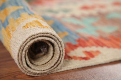 South-western Reversible Pastel Color Kilim Flat Weave Living Room Area Rug 7x10 - Picture 9 of 10