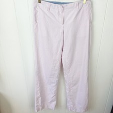Tommy Hilfiger Wide Leg Pants Pink White Stripe Cotton Trouser Sz 6 V10