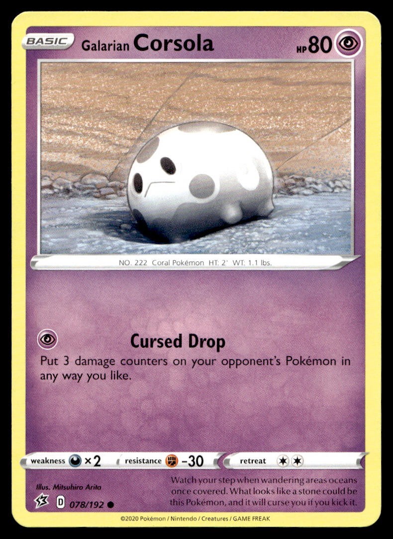 Galarian Corsola 78/192 Pokemon Card Rebel Clash Common 80 HP LP AI
