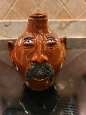 Handmade Pottery Face Jug - Signed "KAR Pottery". New