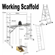 3 IN 1 Combination Scaffolding Ladder Work Platform Multi-purpose Step Aluminium