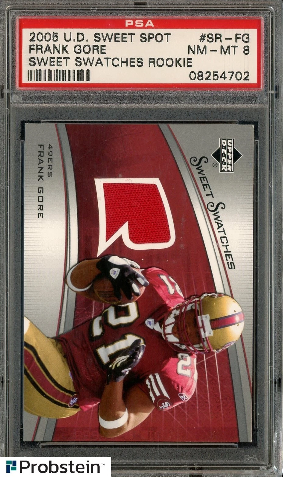 Frank Gore Upper Deck Sweet Spot Sweet Swatches Rookie #SRFG Sweet Swatches Rookie