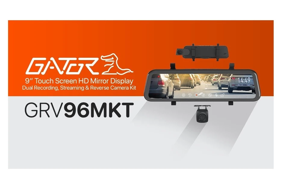  Gator GRV96MKT 9” Touch Screen HD Mirror 1080P Dual Reverse Camera Kit - Image 3 of 4