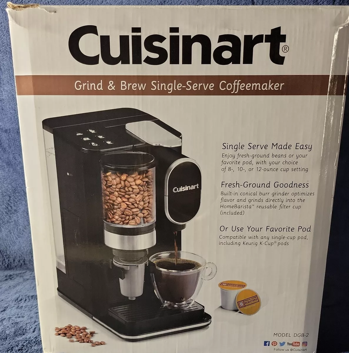 💥 Cuisinart DGB-2 Grind & Brew Single-Serve Coffeemaker - Black🆕️👌  86279194824