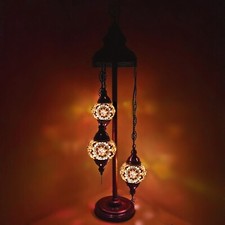 Turkish Floor Lamp Moroccan Colourful Glass Mosaic 3 5 7 9  Ball Light ✔ UK SAFE