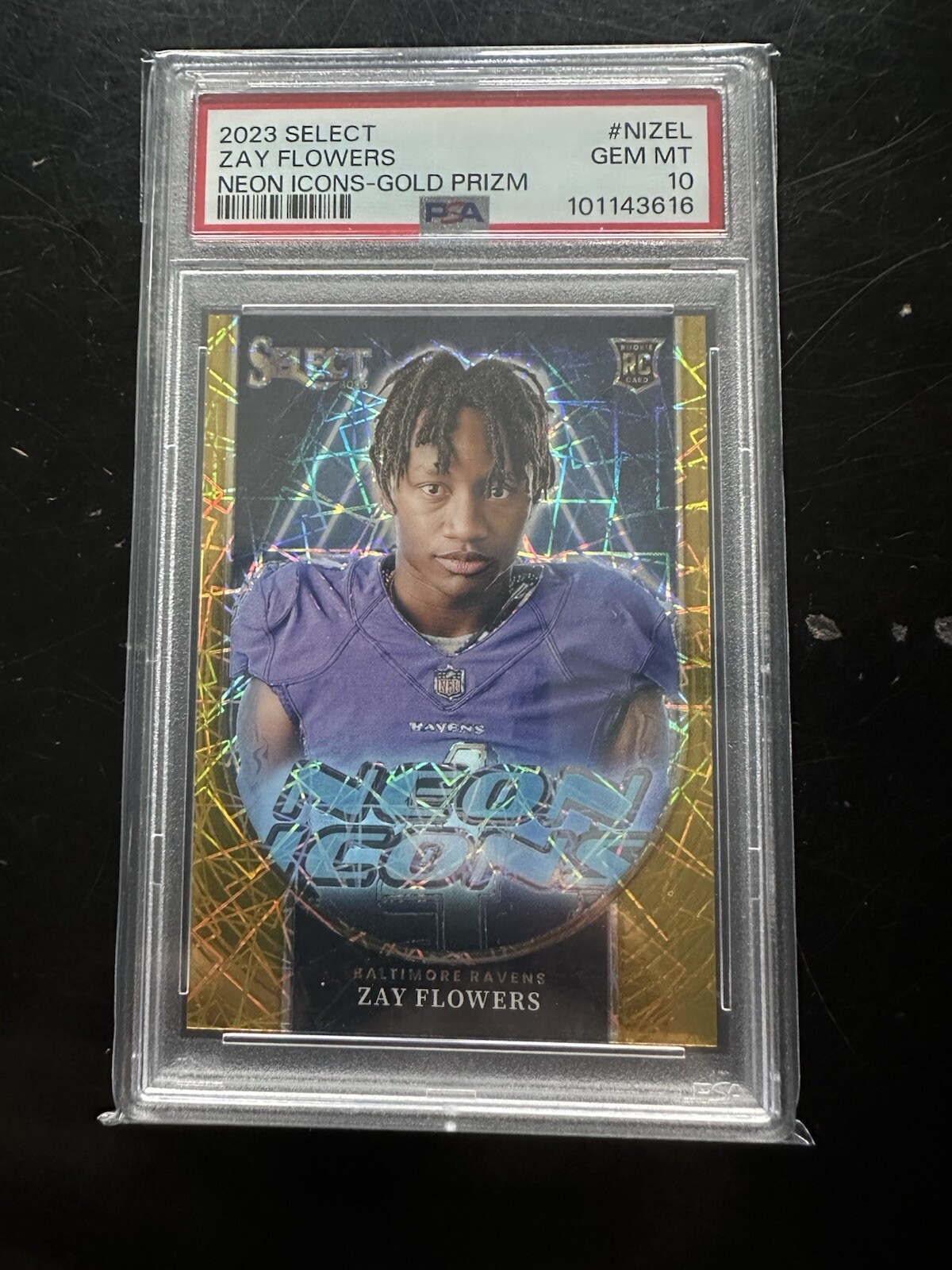 Zay Flowers Panini Select Neon Icons #NIZEL Gold Prizm
