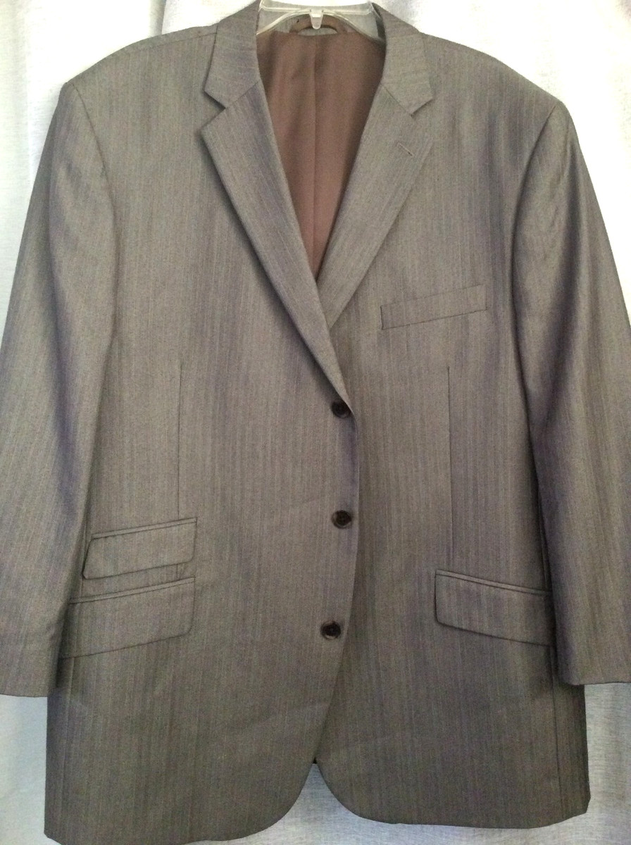 Men's Sz 52 R Steve Harvey Suit Coat Blazer Jacket Silver Gray Light Striped