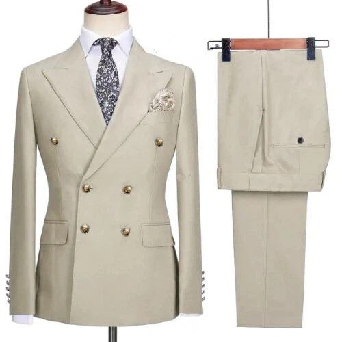 New Men's Business Banquet Double Breasted Slim Fit Suit Blazers Jacket Pants - image 3 of 4