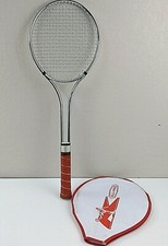 Sears Tennis Racket Tempered Steel Frame Cowhide Grip 4 1/2'' Racquet Cover