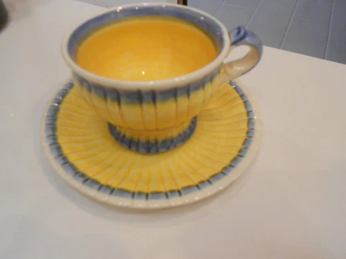 STANGL POTTERY CUP/SAUCER HANDPAINTED TRENTON USA