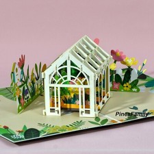 G18-Greenhouse 3D Pop Up Card Mothers Day, Birthday Card for Her, Mom, Wife, Wom