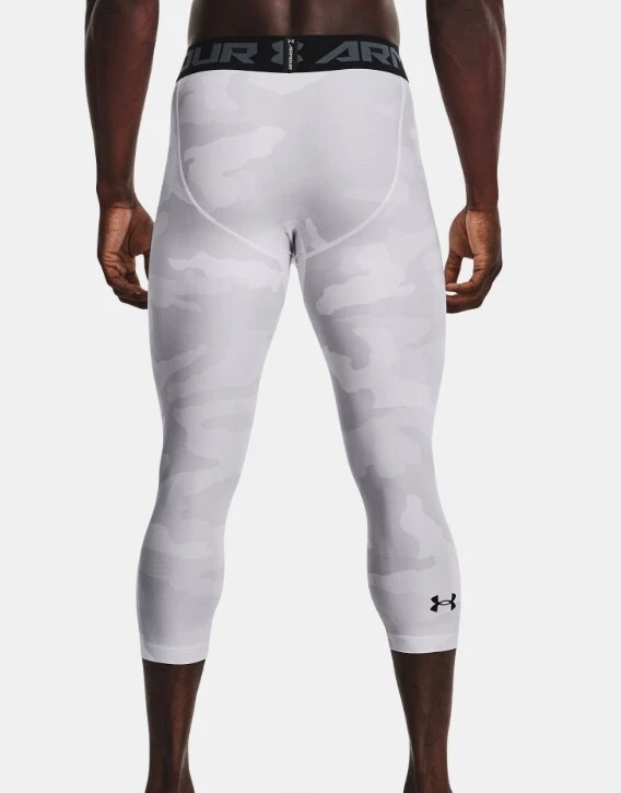UNDER ARMOUR MENS HEATGEAR COMPRESSION PRINTED LEGGINGS WHITE