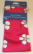 Buy-Hot Pink Floral Microfiber Drawstring Tote for Sunglasses, Jewelry Travelers