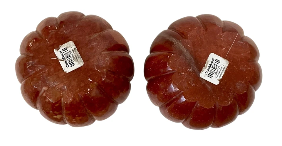 Набор из 2 мраморных тыквенных или рифленых чайных подсвечников Crate & Barrel - Изображение 4 из 4