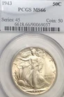 1943-P Walking Liberty Half Dollar PCGS MS 66