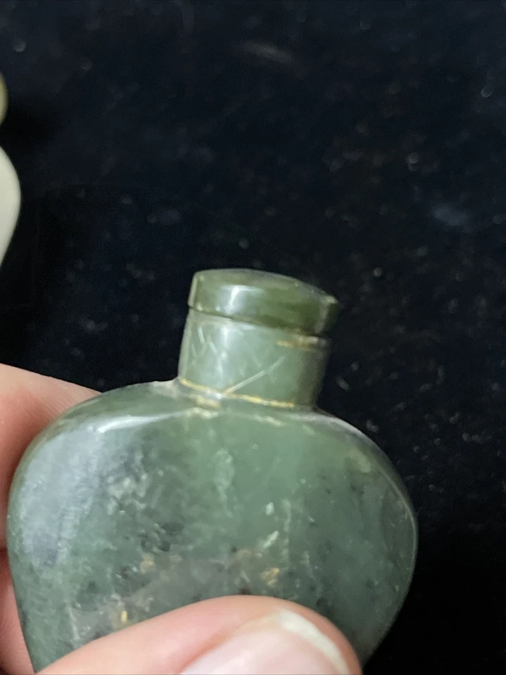 BOTELLA DE TABACO DE JADE pintada china antigua fina con TAPA DINASTÍA QING Foto 4 de 4