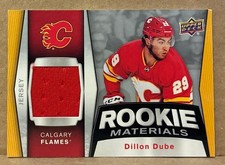 2018-19 Dillon Dube Upper Deck Rookie Materials Jersey Card #RM-DD. rookie card picture