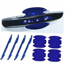 8Pcs Bling Rhinestone Car Door Handle Stickers Protector, Trim Auto Door Blue