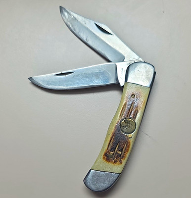 White Tail Cutlery Handmade Bone Handle 2-Blade Slipjoint Surgical Steel Knife