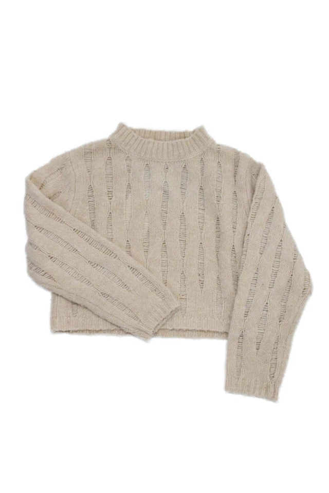 Zara Girls Long Sleeve Round Neck Knit Sweater Nude Size 12Y - Image 2 of 4