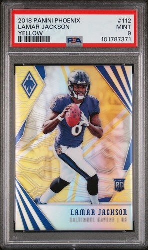 2018 Panini Phoenix #112 Lamar Jackson Yellow PSA 9 #/75