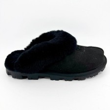 UGG Coquette Black Womens Suede Sheepskin Comfy Slippers 5125W BLK