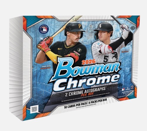 2026 BOWMAN CHROME BASEBALL HOBBY BOX (2 AUTOs) MLB Brand New Sealed IN HAND QTY