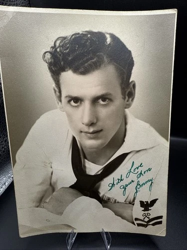 Vintage WWII Navy Sailor Studio Photo, Medals, Handsome Men, Military Photo