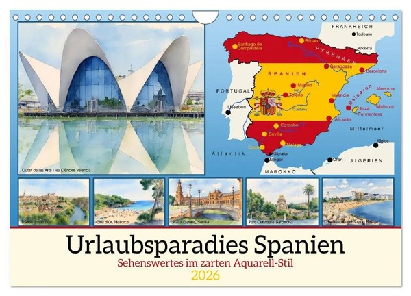 Claudia Kleemann | Urlaubsparadies Spanien (Wandkalender 2026 DIN A4 Quer),...-image