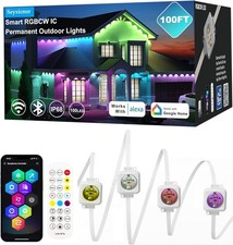 Permanent Outdoor Lights Pro 100ft with 60 RGBCW+IC LED Smart Christmas Lights