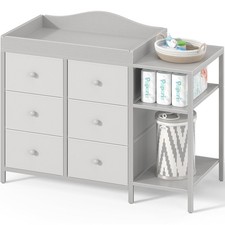 Baby Dresser W/ Changing Table Top Gray Changing Table Dresser W/ 6 Fabric