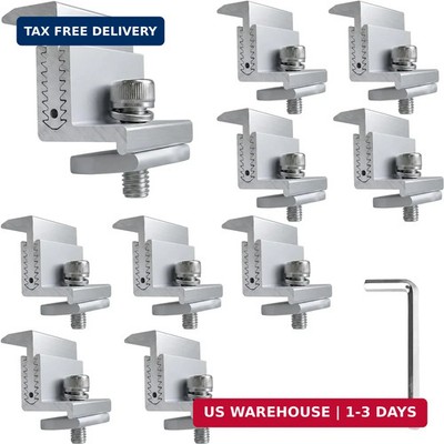 Solar Panel End Clamps 10-Pack - Adjustable 32-50mm Aluminum Mounting Brackets f